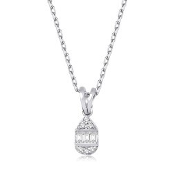 0.10 Carat Diamond Baguette Necklace