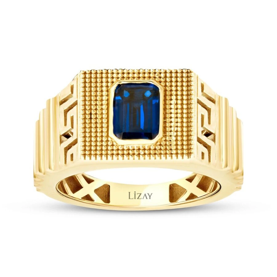 Gold Blue Stone Men’s Ring