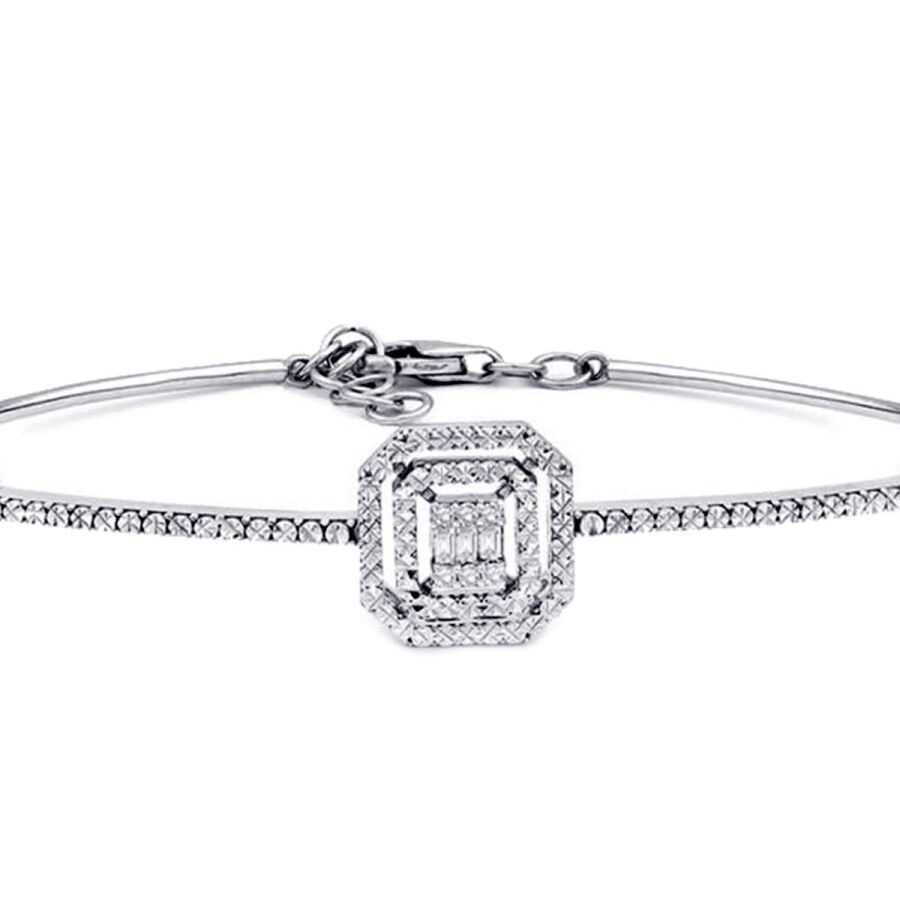 0.07 Carat Diamond-Effect Baguette Bangle