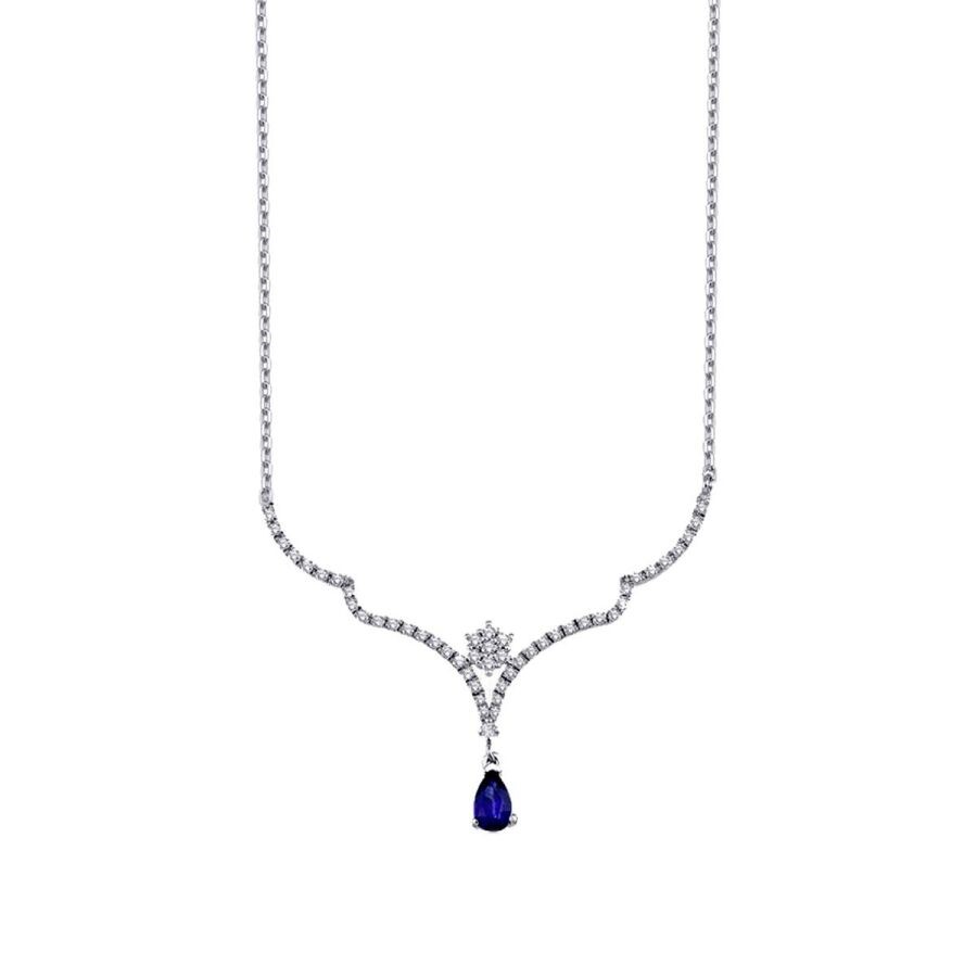 0.49 Carat Diamond Sapphire Necklace