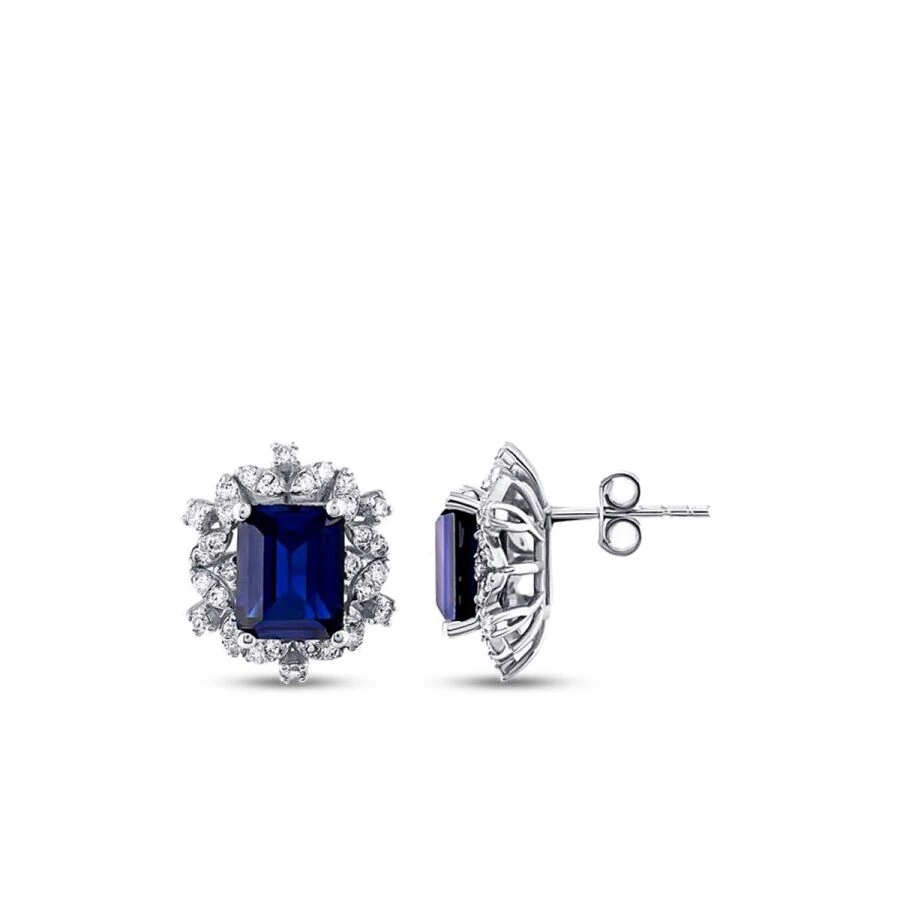 4.57 Carat Diamond Sapphire Earrings