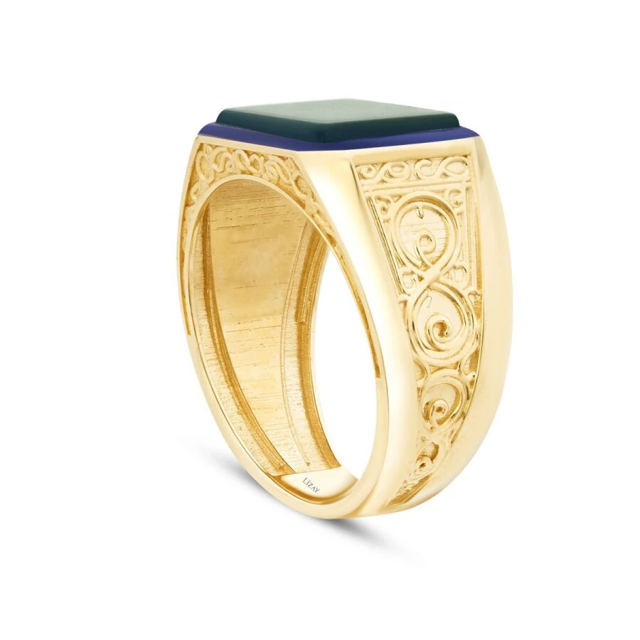 Gold Colored Enamel Men’s Ring