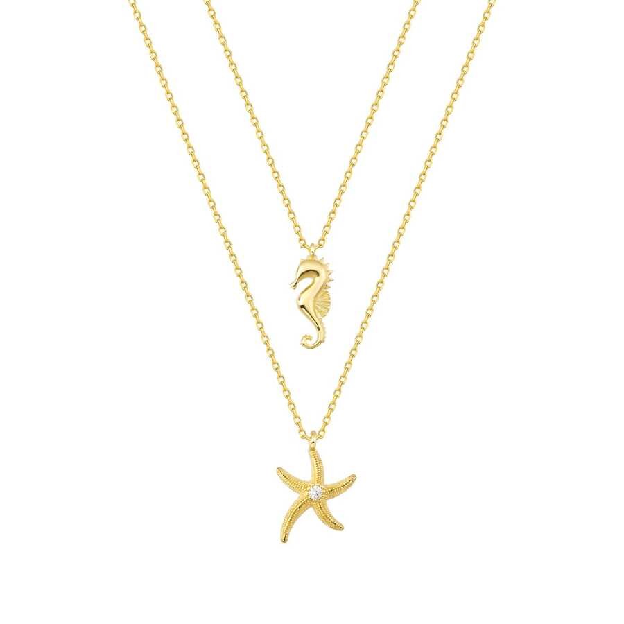 Gold Seahorse Star Necklace