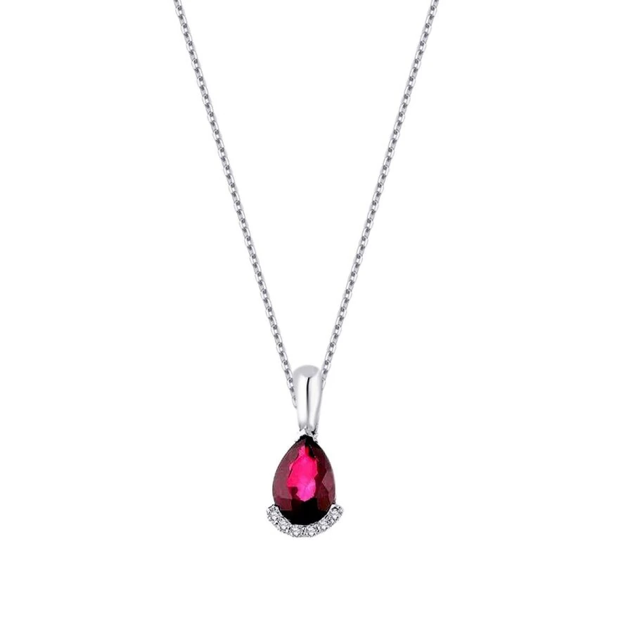 1.13 Carat Diamond Pear Ruby Necklace