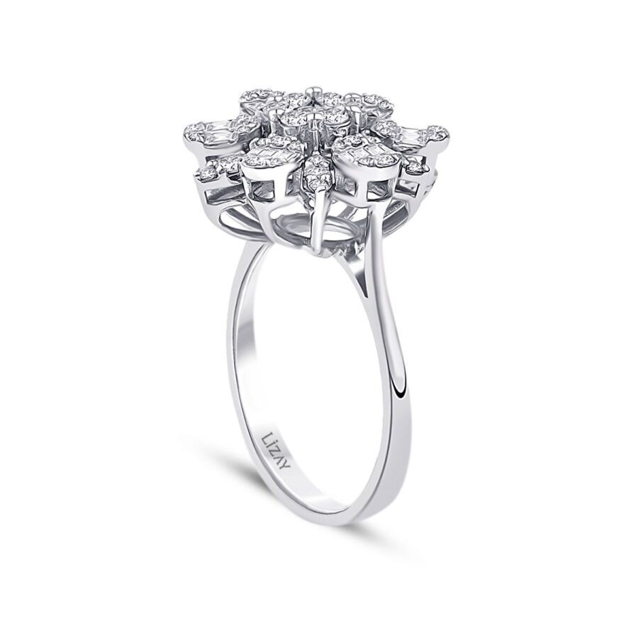 0.80 Carat Diamond Flower Baguette Ring