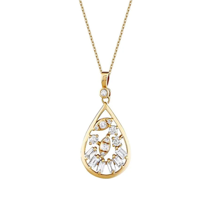 0.37 Carat Diamond Pear Baguette Necklace