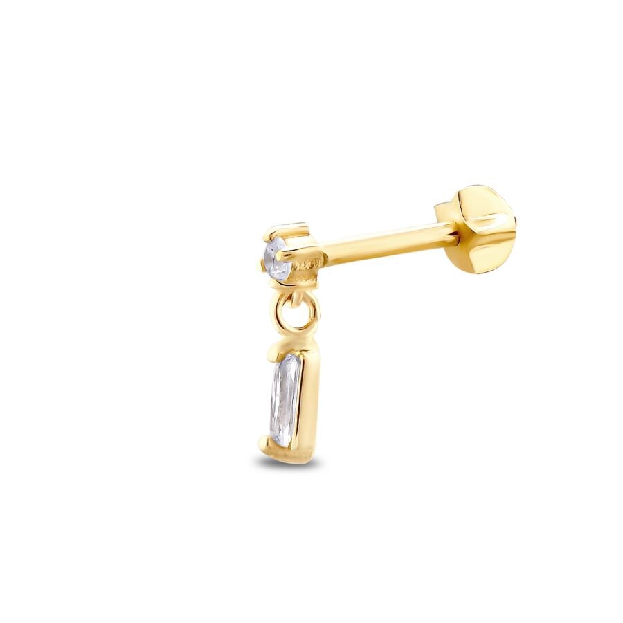 Gold Baguette Tragus Earring