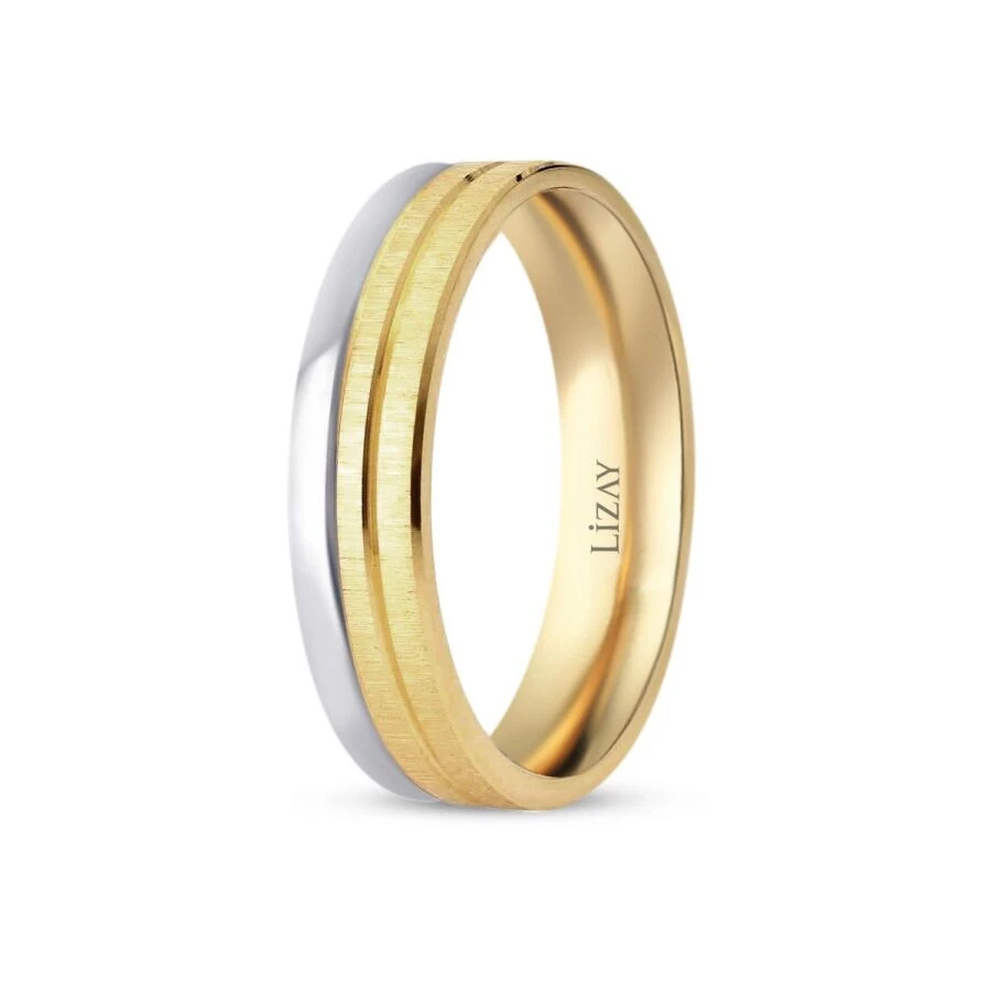 Gold Zweifarbiger Moderner Ehering