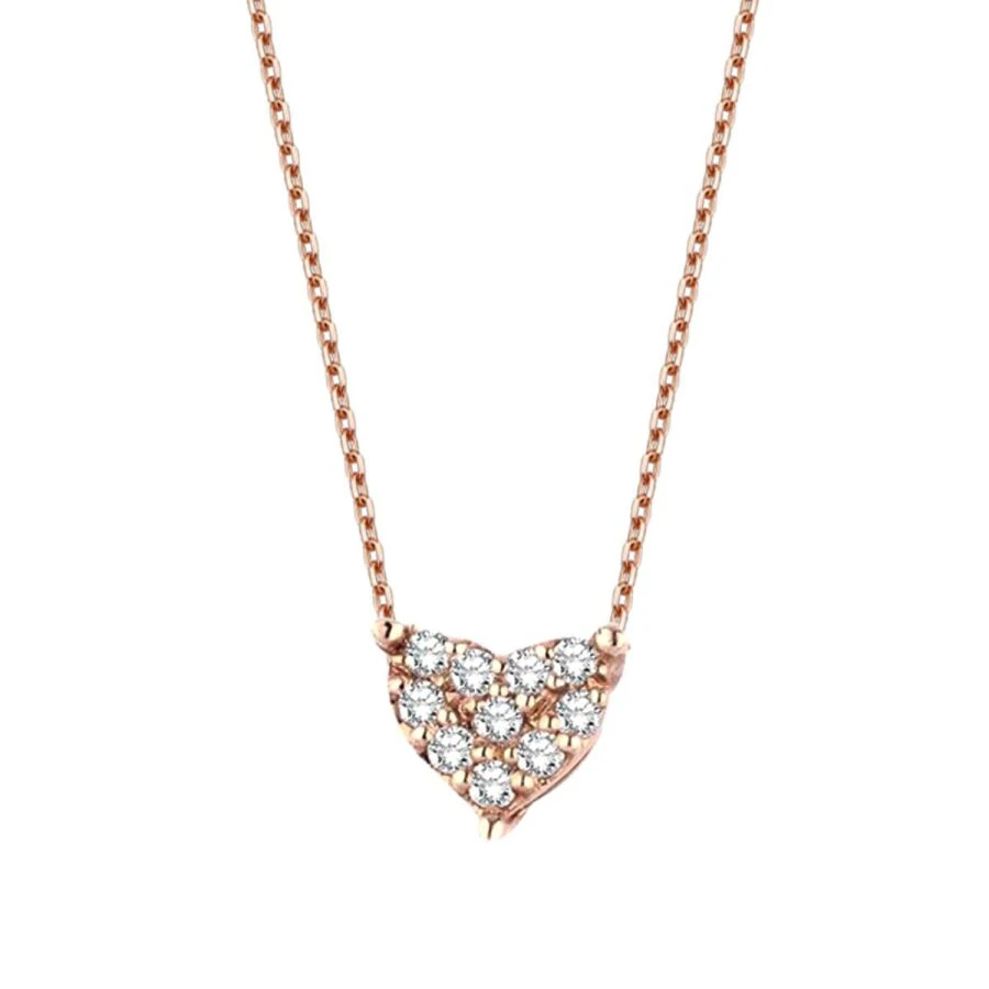 0.10 Carat Diamond Rose Gold Heart Necklace