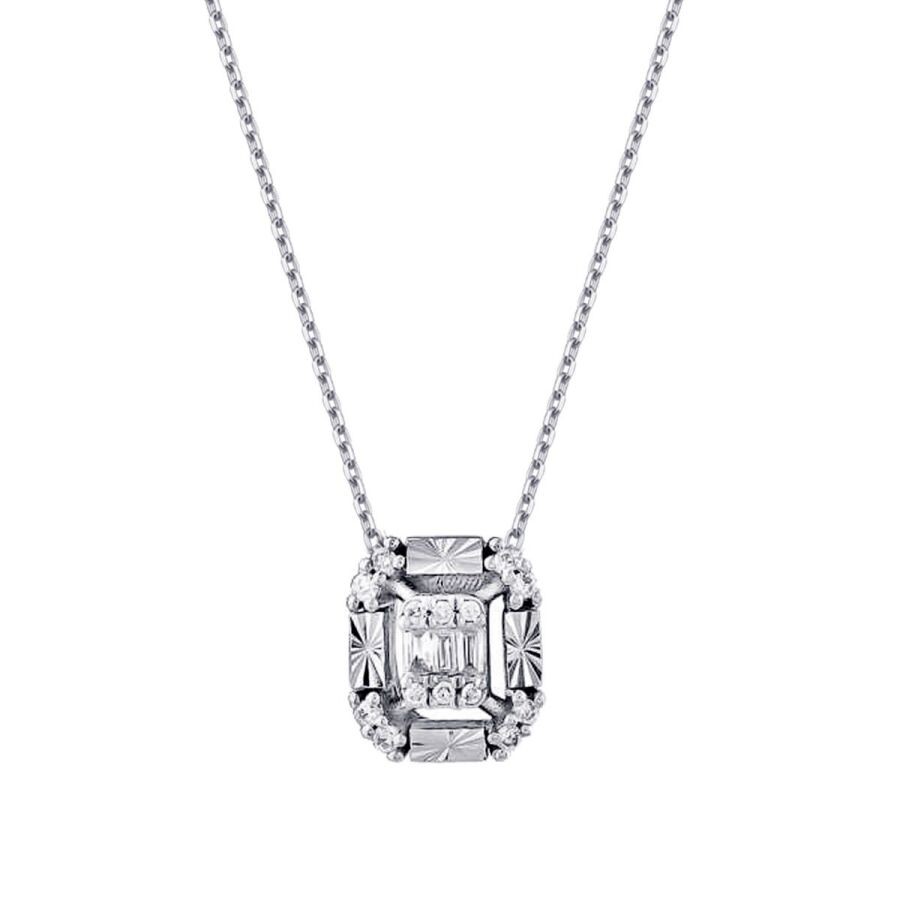 0.09 Carat Diamond-Effect Baguette Necklace