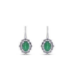 0.94 Carat Diamond Emerald Earrings