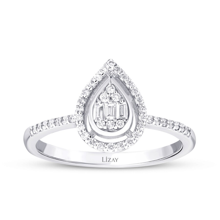0.20 Carat Diamond Pear Baguette Ring