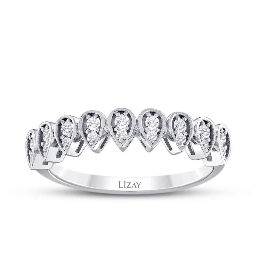 0.16 Carat Diamond Half-Eternity Pear Ring