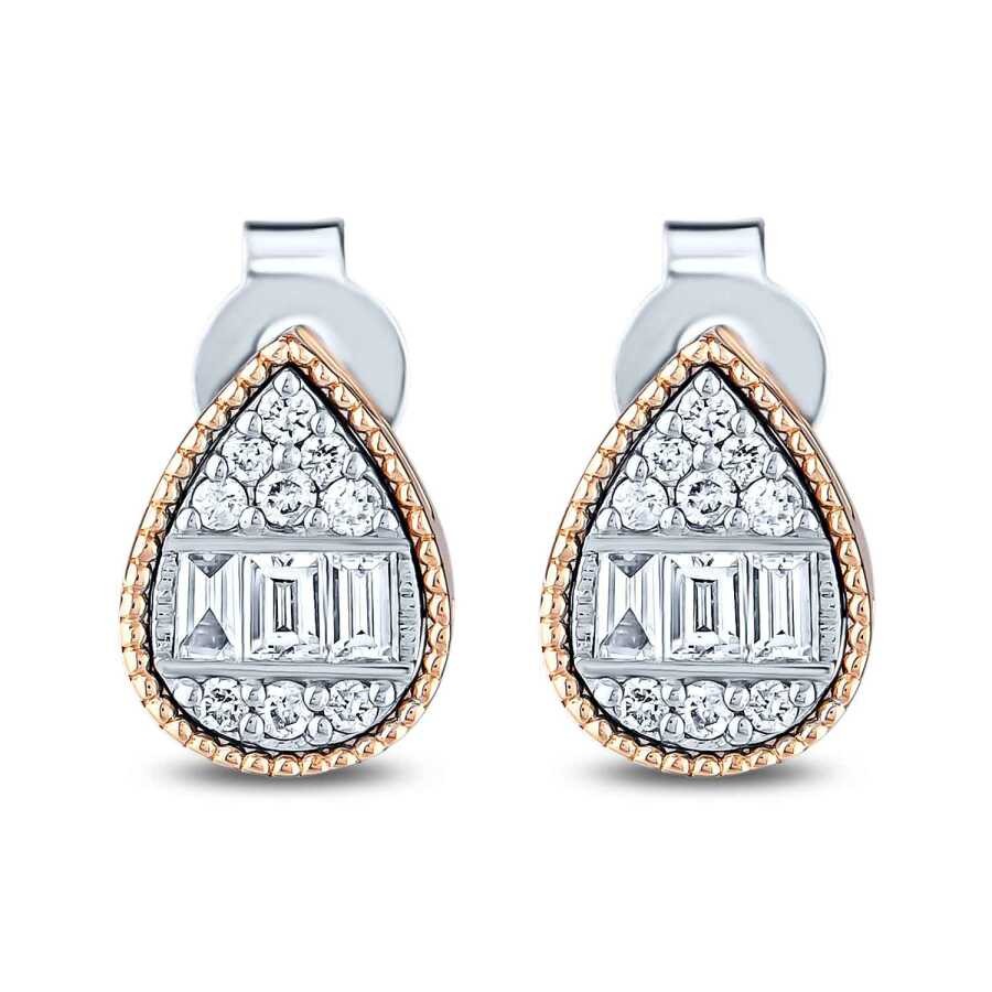 0.23 Carat Diamond Baguette Pear Earrings