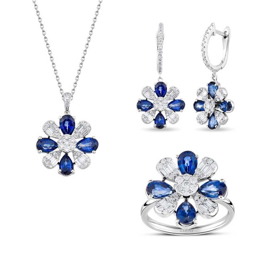 8.38 Carat Diamond Sapphire Set