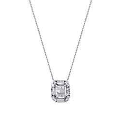 0.09 Carat Diamond-Effect Baguette Necklace