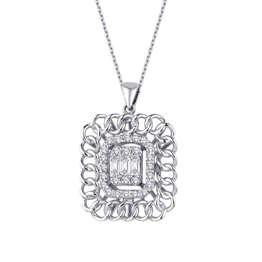0.34 Carat Diamond Baguette Necklace
