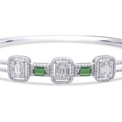 1.68 Carat Diamond Baguette Emerald Bangle