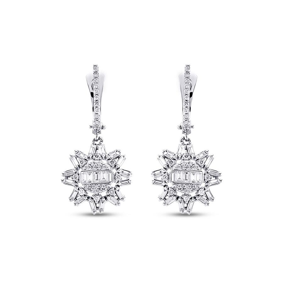 0.59 Carat Diamond Baguette Earrings