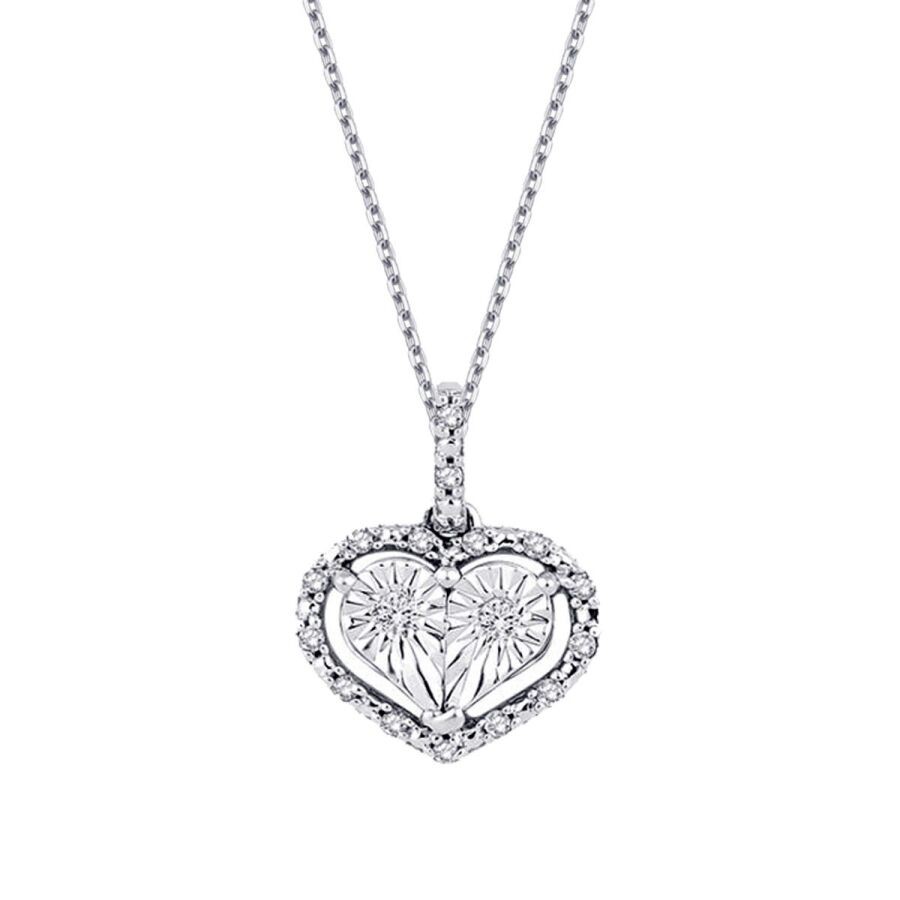 0.09 Carat Diamond-Effect Heart Necklace