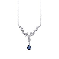 0.86 Carat Diamond Pear Sapphire Necklace