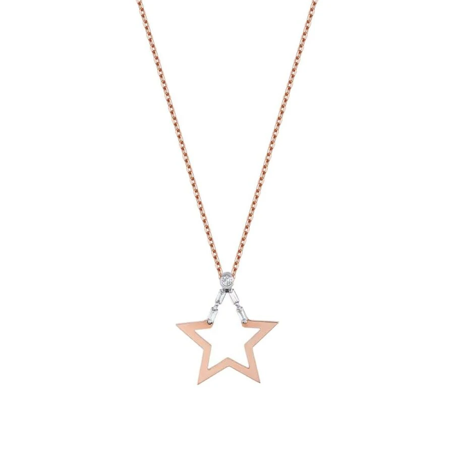 0.12 Carat Diamond Star Baguette Necklace