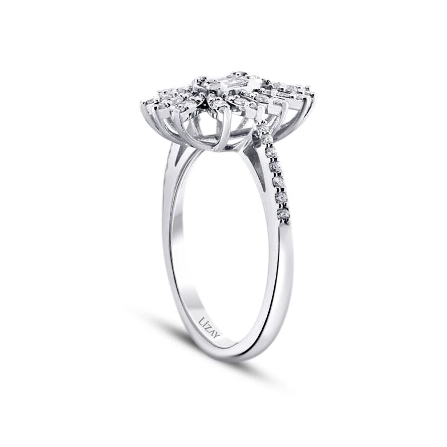 0.48 Carat Diamond Baguette Flower Ring