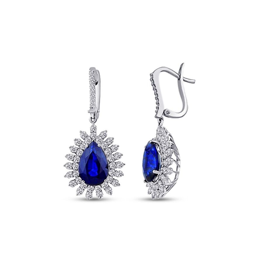 9.34 Carat Diamond Sapphire Earrings