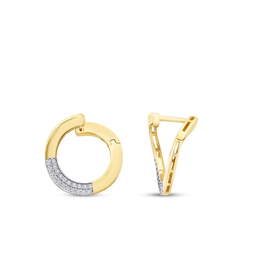 Gold Round Stone Earrings