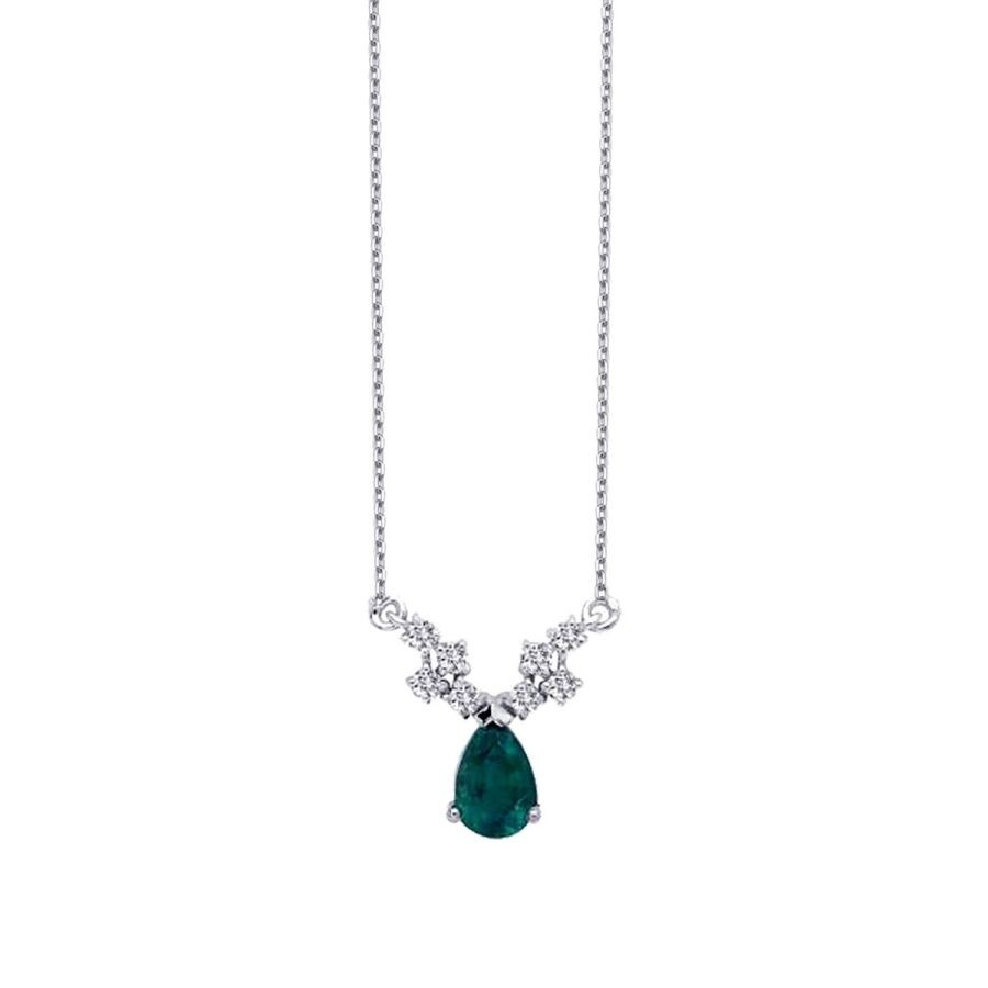 0.89 Carat Diamond Emerald Necklace