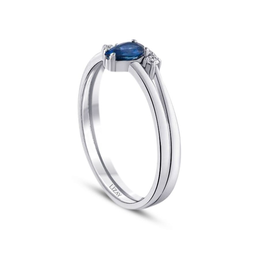 0.32 Carat Diamond Sapphire Ring