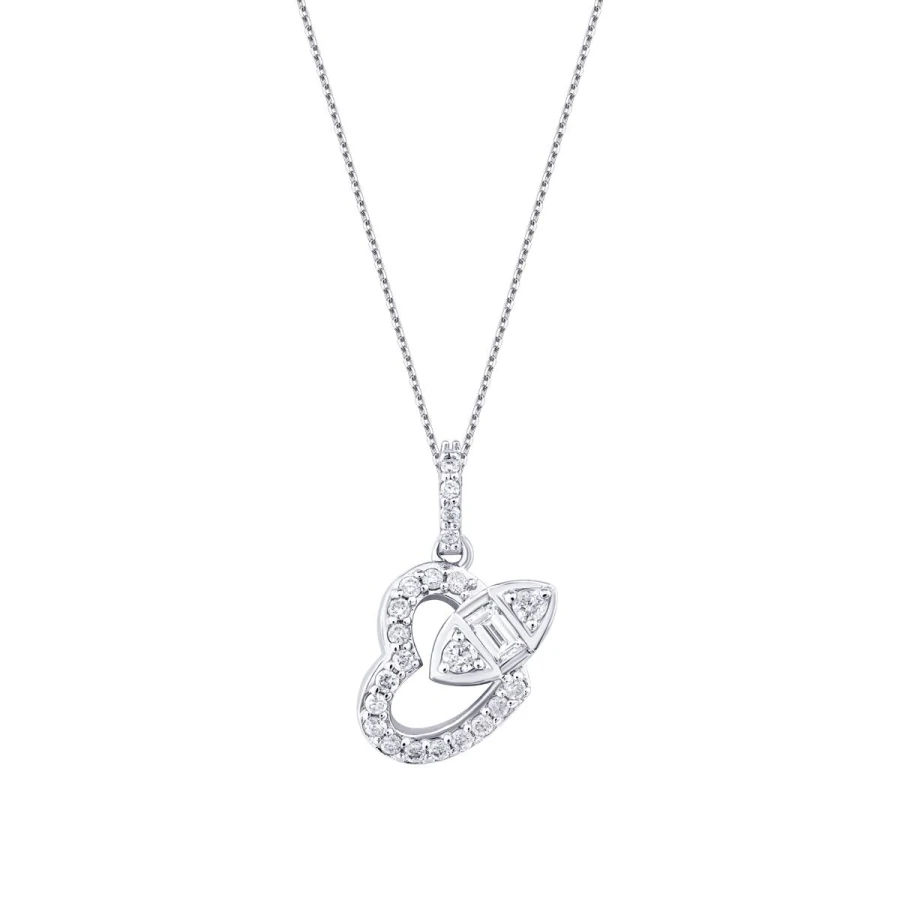 0.22 Carat Diamond Baguette Heart Necklace