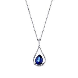 1.98 Carat Diamond Pear Sapphire Necklace