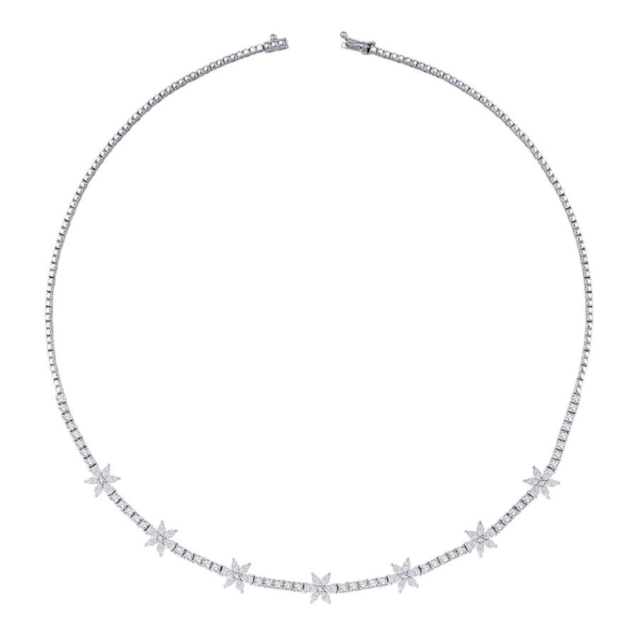 4,88 Karat Diamant Blumen Halskette