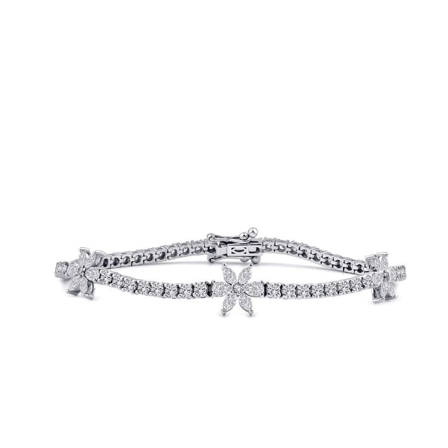 3.69 Carat Diamond Flower Bracelet