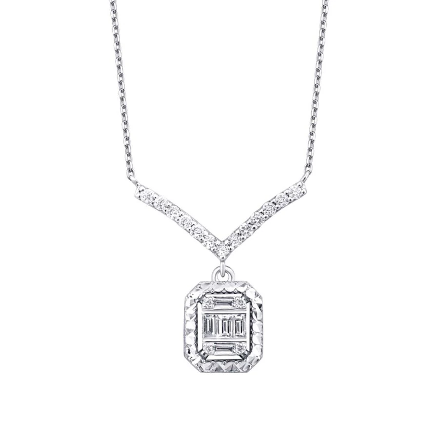 0.23 Carat Diamond Baguette Necklace