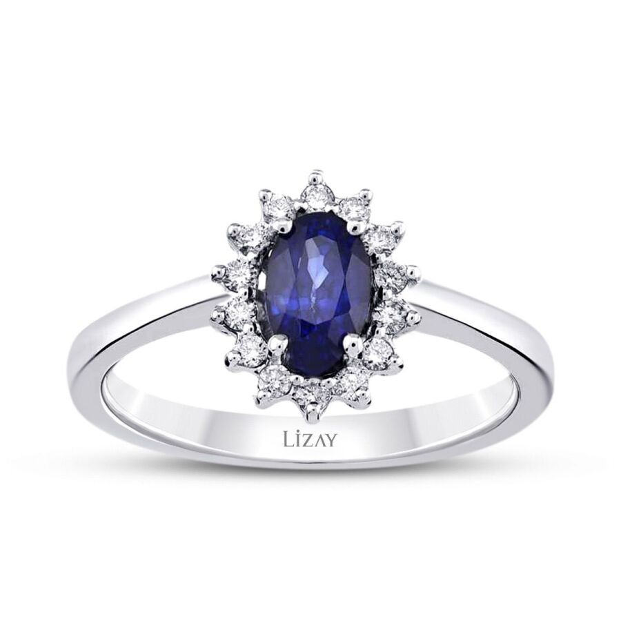 0.86 Carat Diamond Sapphire Ring