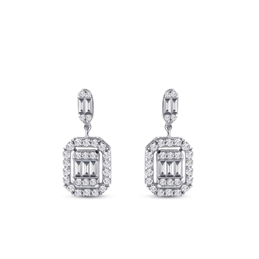 0.59 Carat Diamond Baguette Earrings