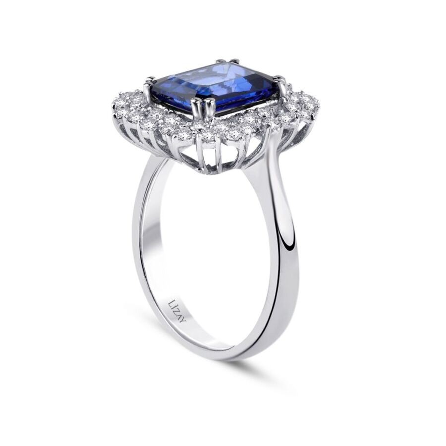 3.57 Carat Diamond Sapphire Ring
