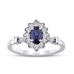 0,89 Karat Diamant Saphir Ring
