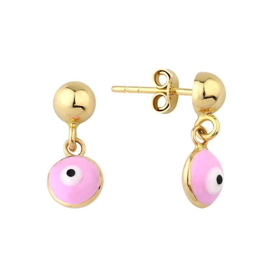 Gold Pink Children's Earrings