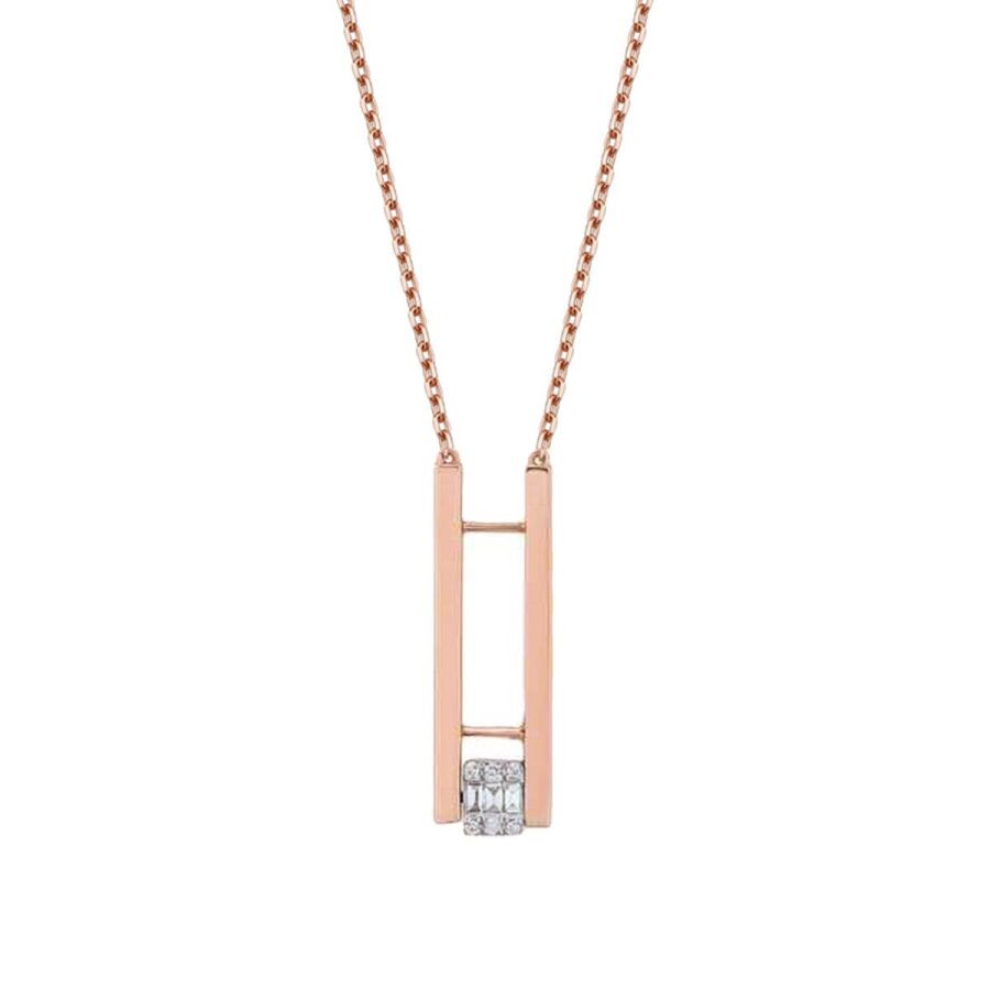 0.09 Carat Diamond Two-Tone Baguette Necklace