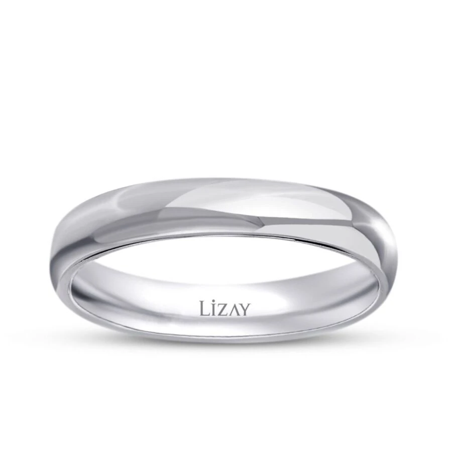White Gold Modern Wedding Band