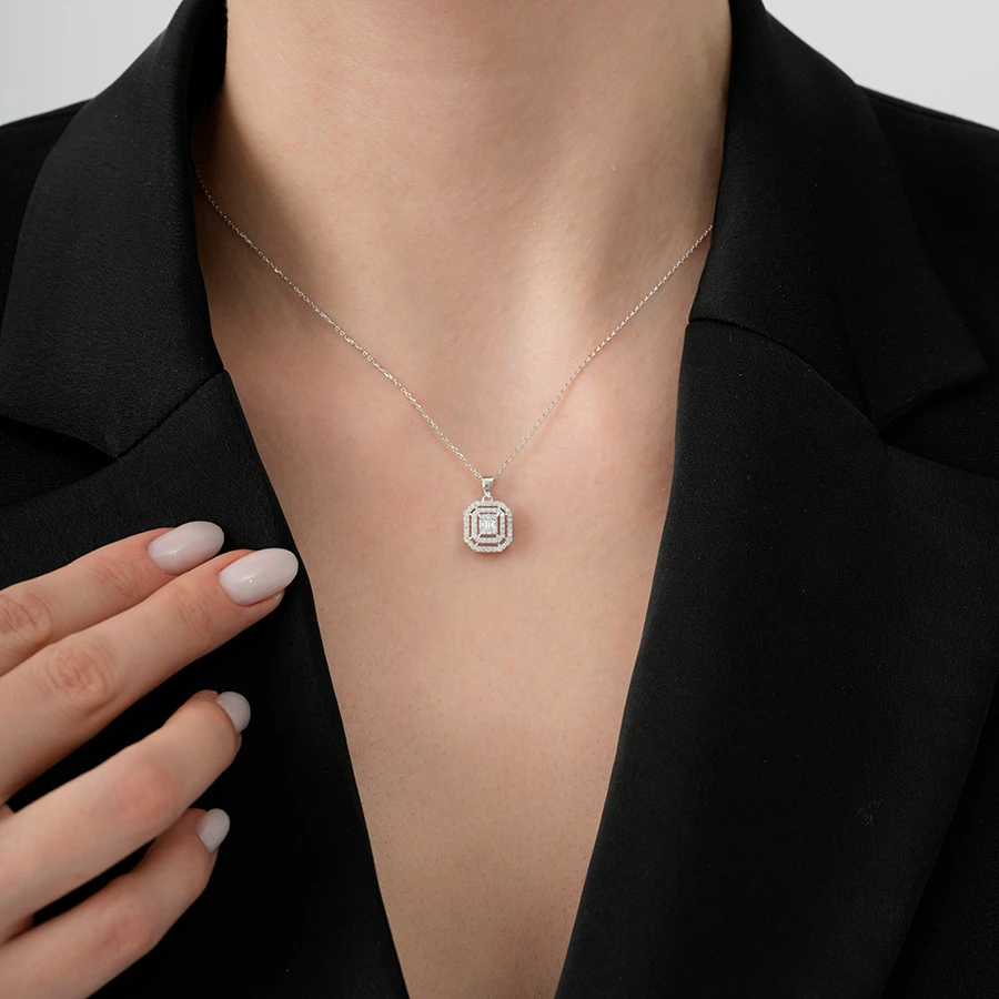 0.23 Carat Diamond Baguette Necklace