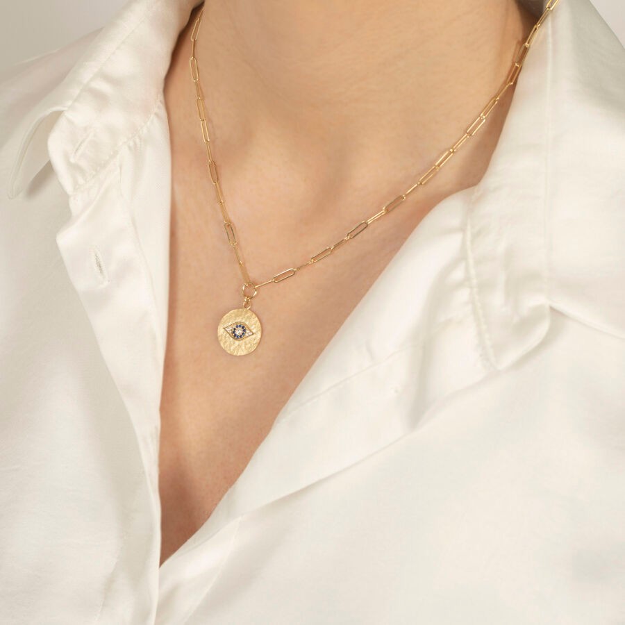 Gold Plate Eye Necklace