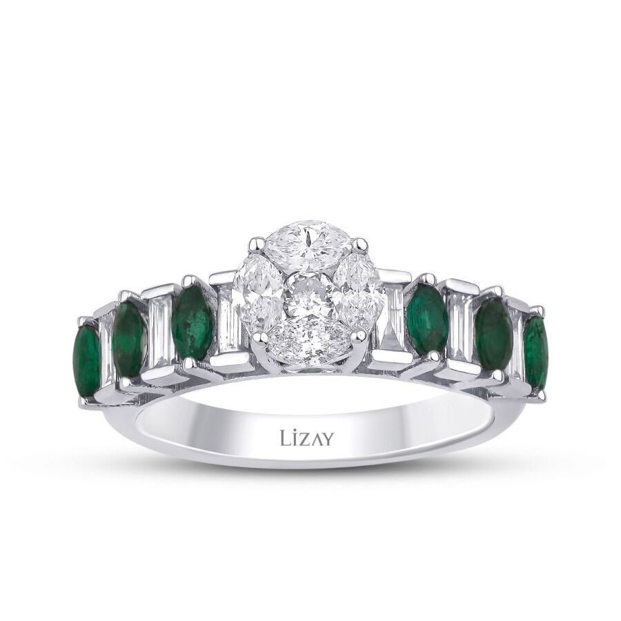 1.12 Carat Diamond Emerald Ring