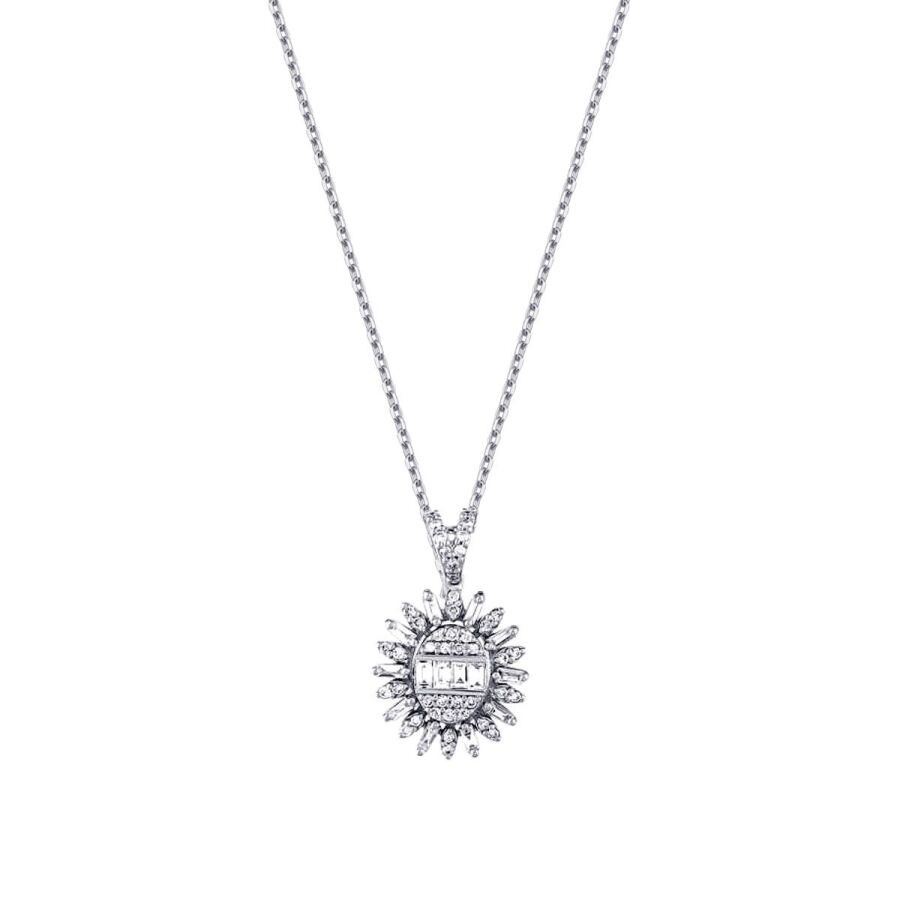 0.43 Carat Diamond Baguette Necklace