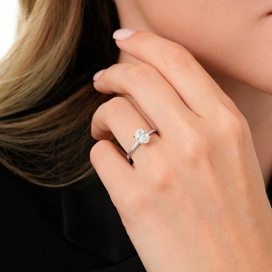 1.02 Carat Diamond Oval Solitaire Engagement Ring