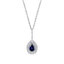 5.24 Carat Diamond Pear Sapphire Necklace
