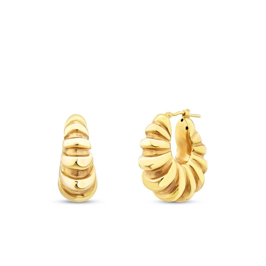 Gold Domed Hoop Earrings